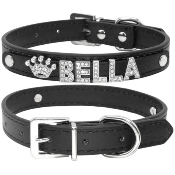 Halsband met naam voor honden en katten zwart