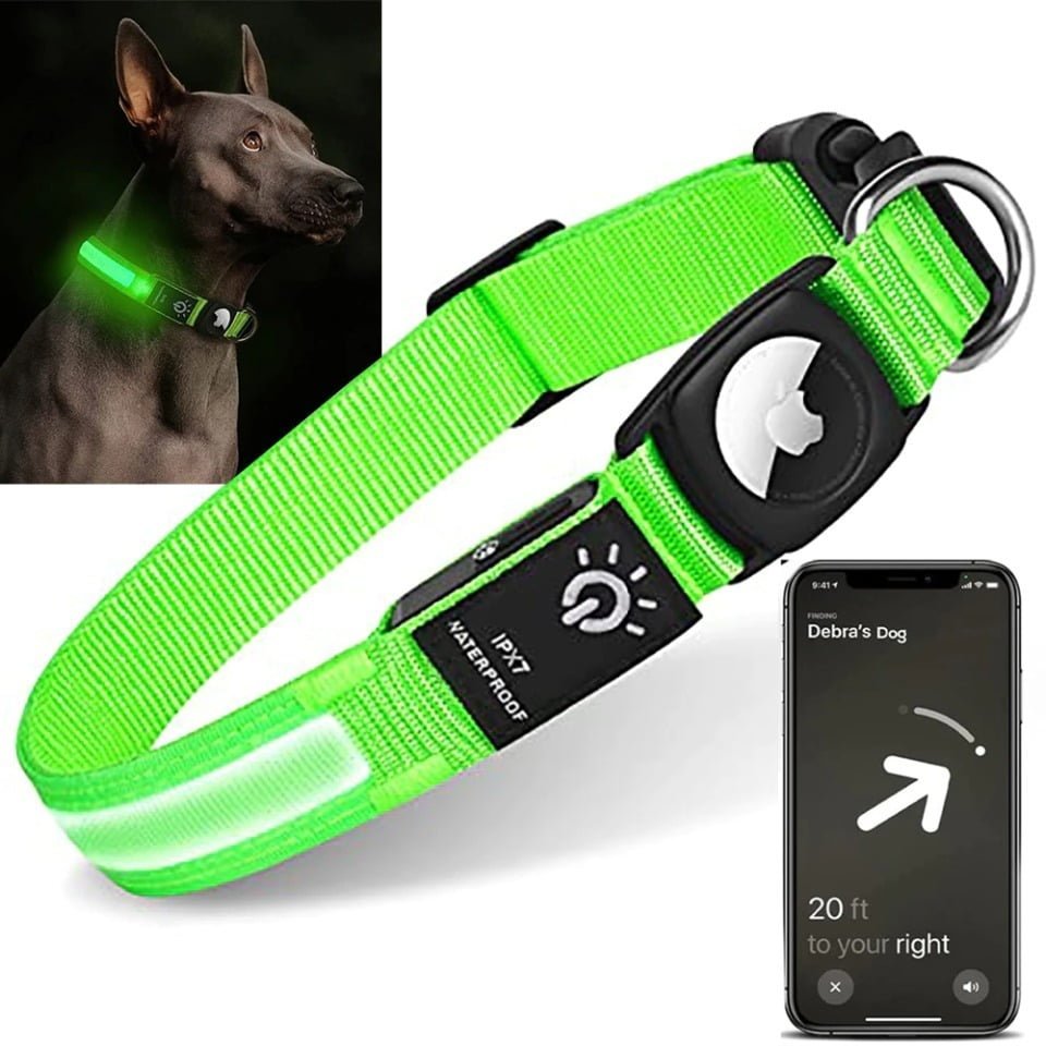 Leuchtendes Apple AirTag-Halsband für Hunde 